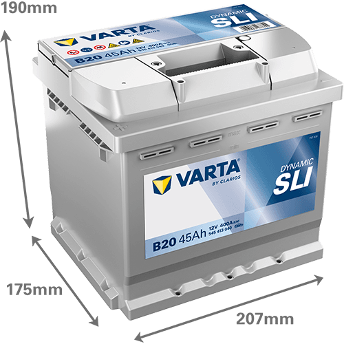 Batterij VARTA 12V 45Ah/400A (EN) Dynamic SLI (L+) 207x175x190 B13 - montageflens 10,5 mm (beginnen)