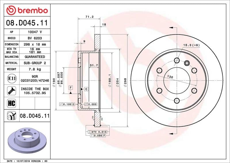 Brake disc Achter Links/Rechts past: MERCEDES SPRINTER 3,5-T (B907), SPRINTER 3,5-T (B907, B910), SPRINTER 3-T (B907), SPRINTER 3-T (B910), SPRINTER 3-T (B910, B907) 2.0D-Electric 02.18-