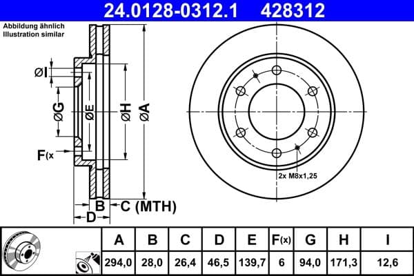 Brake disc Voor Links/Rechts past: FIAT FULLBACK  MITSUBISHI L200 / TRITON, PAJERO SPORT II 2.2D-3.5 11.05-
