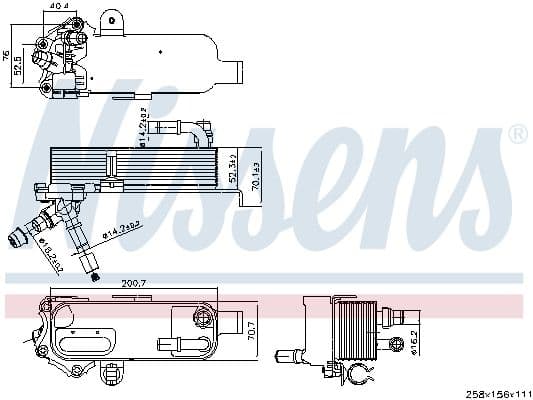 Olie radiator past: BMW 1 (F20), 1 (F21), 2 (F22, F87), 2 (F23), 3 (F30, F80), 3 (F31), 3 GRAN TURISMO (F34), 4 (F32, F82), 4 (F33, F83), 4 GRAN COUPE (F36) 1.6-3.0H 07.11-