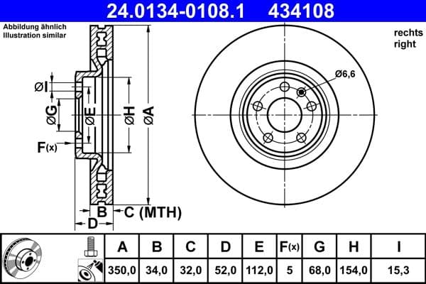 Brake disc Voor Rechts past: PORSCHE MACAN 2.0-3.6 02.14-