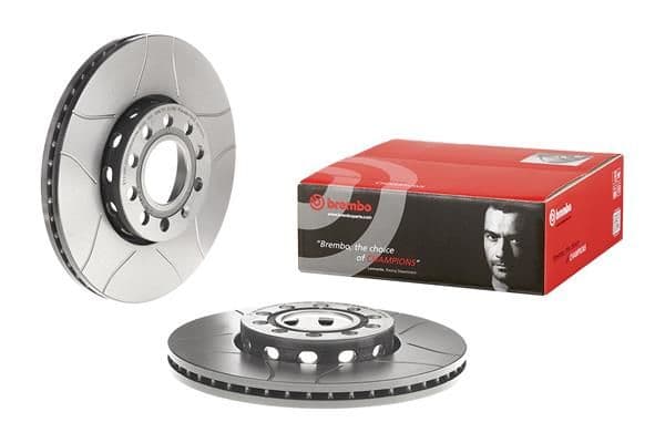 Brake disc, BREMBO Max, 1pcs, Cut, Voor   Links/Rechts, buitendiameter 288 mm, dikte 25 mm, past: AUDI 100 C4, A4 B5, A4 B6, A4 B7, A6 C4, A6 C5  SEAT EXEO, EXEO ST 1.6-3.2 12.90-05.13
