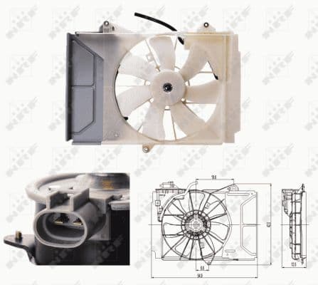Radiatorventilator Rechts (met huisvesting) past: TOYOTA YARIS 1.0/1.4D/1.5 04.99-11.05