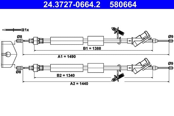 Handremkabel Achter Links/Rechts (1440mm/1490mm) past: FORD FOCUS II 1.4 07.04-09.12