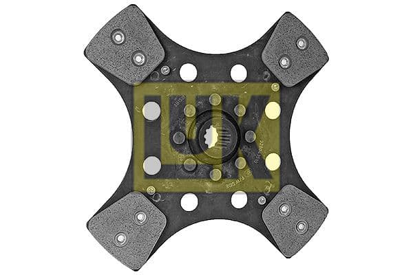 Koppelingsplaat/plaat keramiek (280mm  aantal peddels: 4) past: JOHN DEERE 5-750, 5-754, 5-800, 5-804, 5-850, 5-854, 5-900, 5-904, 5055E 2WD, 5055E 4WD, 5065E 4WD, 5075E 2WD, 5075E 4WD, 5105