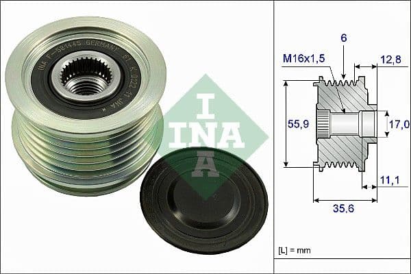 Dynamo poelie past: AUDI A3, A4 B5, A4 B6, A4 B7, A6 C5, A6 C6, TT  SEAT ALHAMBRA, ALTEA, ALTEA XL, EXEO, EXEO ST, LEON, TOLEDO III  SKODA OCTAVIA II, SUPERB II, YETI 1.6/1.8/2.0 07.00-07.19