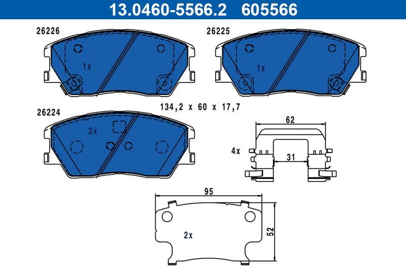 Remblokken set Voor , past: KIA SOUL III, SOUL III CARGO 1.6/Electric 01.19-
