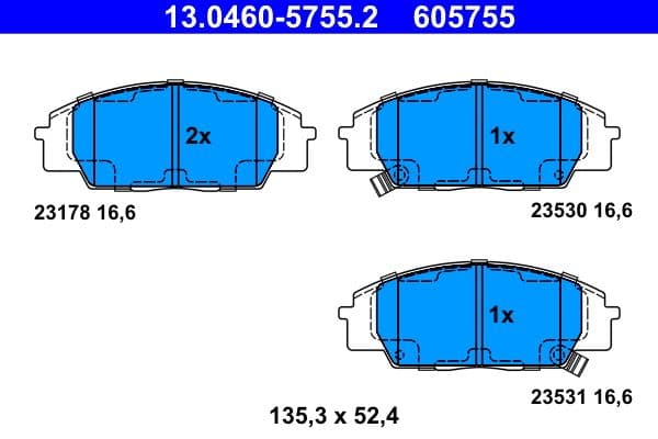 Remblokken set Voor , past: ACURA RSX  HONDA CIVIC VII, CIVIC VIII, S2000 1.4-2.2 03.99-