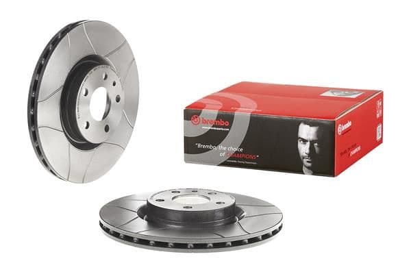 Brake disc, BREMBO Max, 1pcs, Cut, Voor   Links/Rechts, buitendiameter 284 mm, dikte 22 mm, past: ALFA ROMEO 147, 156, 164, GT, GTV, SPIDER  FIAT CROMA, DOBLO, DOBLO CARGO 1.3D-3.0 03.86-