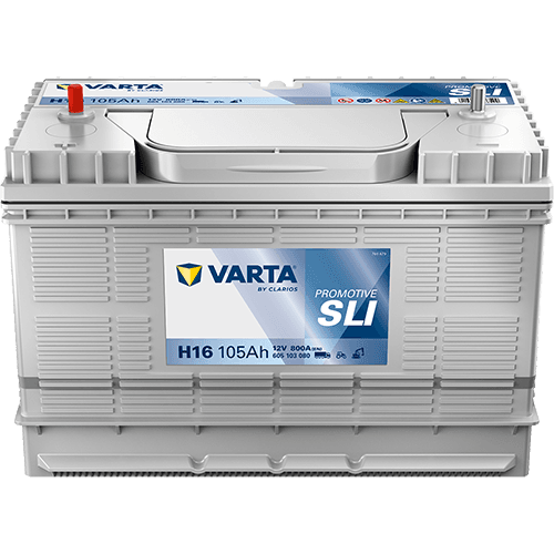 Batterij 12V 105Ah/800A (EN) PROMOTIVE SLI (R+) 330x172x240 B01 - montageflens 10,5 mm (Beginnen)