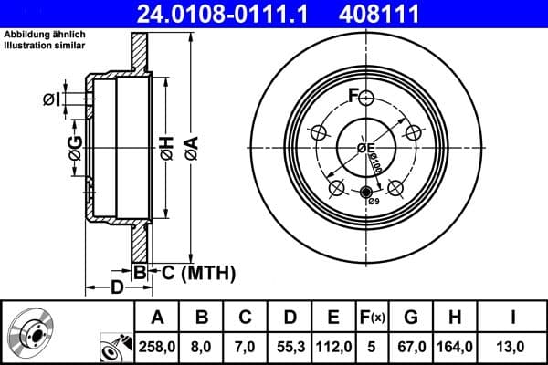 Brake disc Achter Links/Rechts past: MERCEDES A (W168), VANEO (414) 1.6-2.1 07.97-07.05