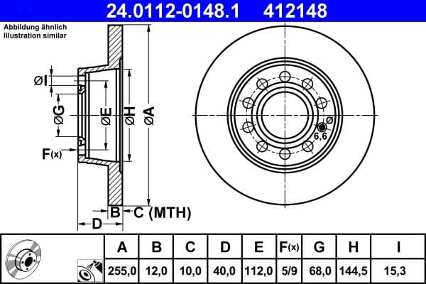 Brake disc Achter Links/Rechts past: AUDI A4 B6, A4 B7, A4 B8  SEAT EXEO, EXEO ST 1.6-3.2 11.00-12.15