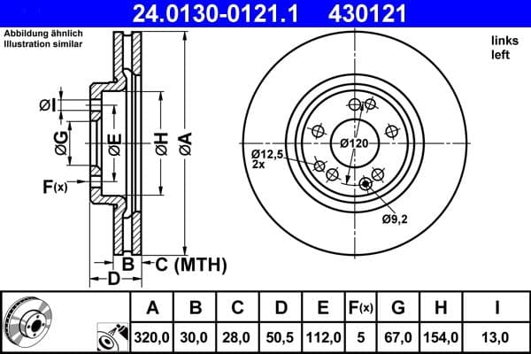 Brake disc Voor Links past: MERCEDES 124 (W124), E (A124), E (C124), E (W124), E T-MODEL (S124), SL (R129) 2.8-7.3 01.91-12.01