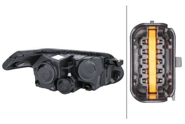 Koplamp Links (halogeen, H1/H21W/H7/W5W, elektrisch, met motor, met gloeilamp, kleur invoegen: verchroomd, kleur indicator: oranje) past: CITROEN C3 PICASSO