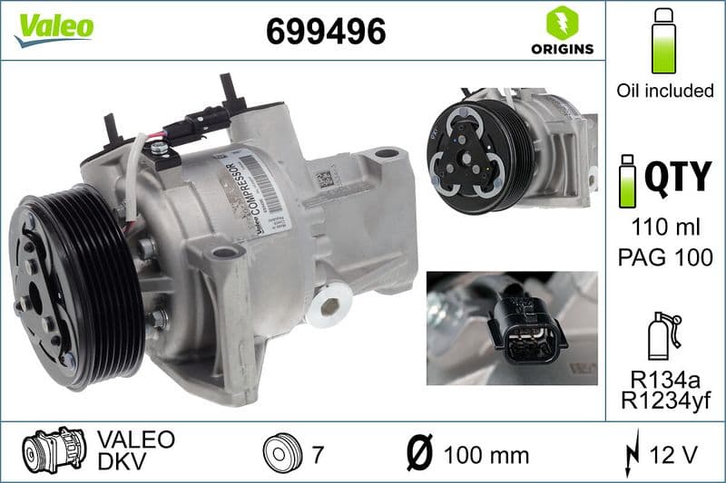 Airconditioning compressor past: DACIA DUSTER, LOGAN II, LOGAN MCV II, SANDERO II  RENAULT DUSTER 0.9-1.6LPG 10.12-