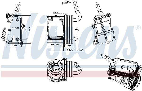 Olie radiator (met oliefilterbehuizing) past: MERCEDES C (CL203), C T-MODEL (S202), C T-MODEL (S203), C (W202), C (W203), CLK (A208), CLK (A209), CLK (C208), CLK (C209), CLS (C219) 2.4-5.5 12.96-