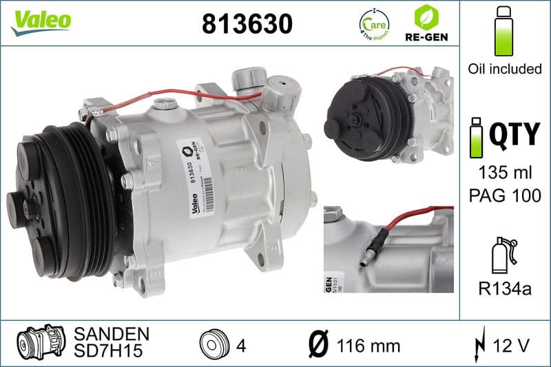 Airconditioning compressor (gereviseerd) past: RENAULT 21, ESPACE II 2.0-2.8 03.86-12.96
