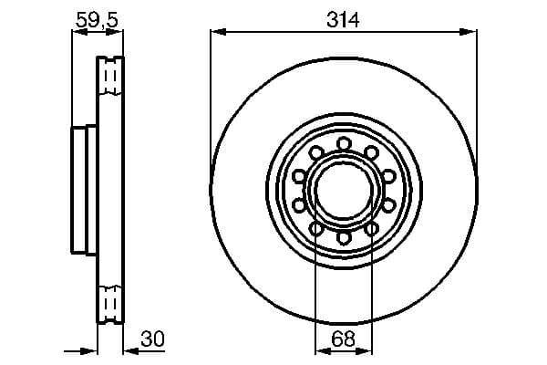 Brake disc Voor Links/Rechts past: AUDI 100 C4, A6 C4, A8 D2, V8 2.2-4.2 10.88-09.02