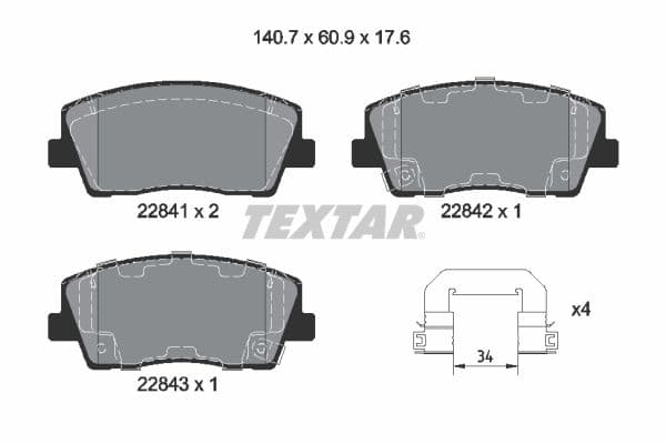 Remblokken set Voor , past: KIA STINGER 2.0/2.2D 06.17-