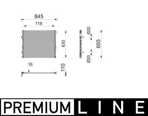 Motorradiator past: MAN TGE  VW CRAFTER, GRAND CALIFORNIA CAMPER 2.0D 09.16-