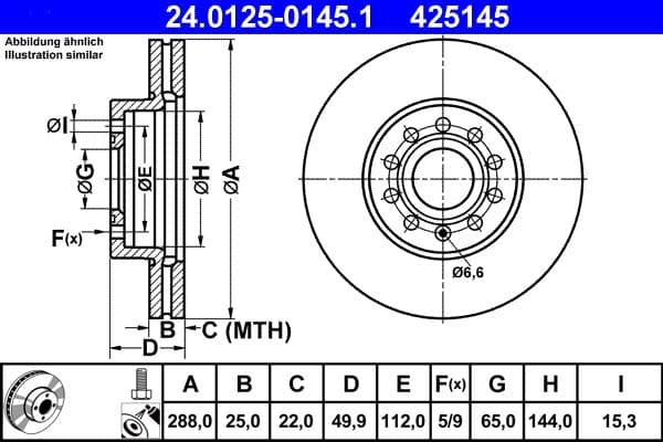 Brake disc Voor Links/Rechts past: AUDI A3, A3 ALLSTREET, Q2  CUPRA ATECA, LEON, LEON SPORTSTOURER  FORD TOURNEO CONNECT V761 NADWOZIE WIELKO, TRANSIT CONNECT V761  SEAT ALTEA 1.0-Electric 09.96-