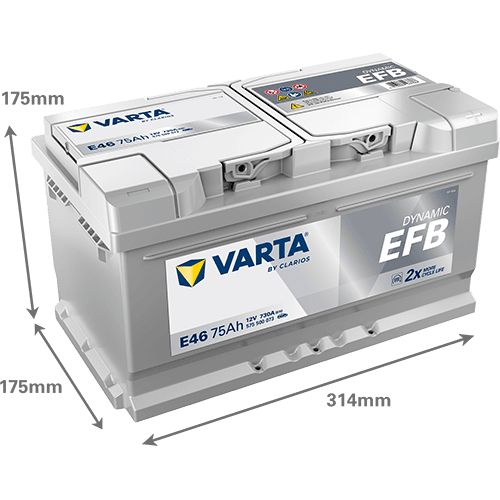 Batterij VARTA 12V 75Ah/730A (EN) Dynamic EFB  (EN) START&STOP EFB (R+) 315x175x175 B13 - montageflens 10,5 mm (efb)