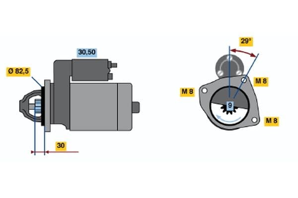 Starter (12V, 2,3kW, gereviseerd) past: FUSO (MITSUBISHI) CANTER VII (FB7_, FE7_, FB8_, FE8_)  IVECO DAILY III, DAILY IV, DAILY V, DAILY VI, MASSIF  RVI MASCOTT 4P10-0AT2-S9W212 01.99-