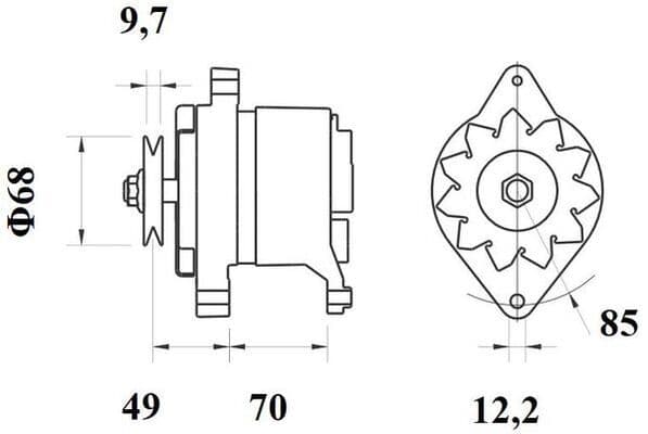 Dynamo (14V, 65A, (en) new with a deposit), DEUTZ FAHR 310, 320, 57, 60, 65, 67, 70, 75, 80, 90, 310 ECOLINE, 315 ECOLINE, 320 ECOLINE, 410, 410 ECOLINE, 420, 4.80 MK1  FIAT 1000, 1000 S, 1180