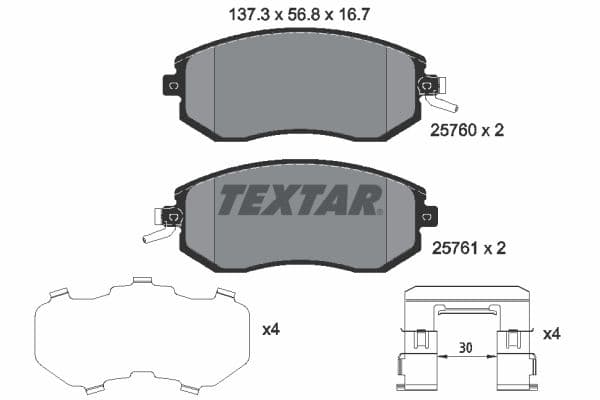 Remblokken set Voor , past: SUBARU BRZ, FORESTER, IMPREZA, LEGACY IV, LEGACY V, OUTBACK, XV  TOYOTA GR 86, GT 86 1.5-3.6 12.00-