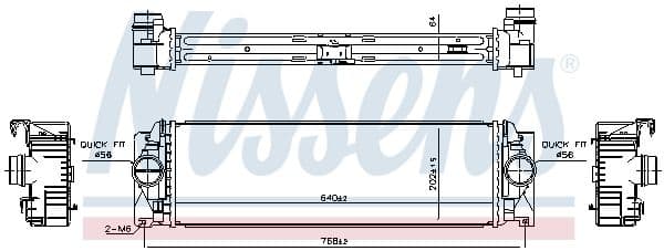 Toevoerluchtkoeler past: MERCEDES SPRINTER 3,5-T (B906), SPRINTER 3-T (B906), SPRINTER 4,6-T (B906), SPRINTER 5-T (B906) 2.2D 06.06-12.18