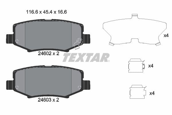 Remblokken set Achter (met extra's), past: DODGE NITRO  JEEP CHEROKEE, COMPASS, WRANGLER III  TATA ARIA 2.2D-4.0 08.06-