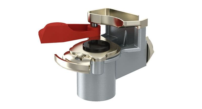 Pneumatische koppeling (door handle, draadmaat M16x1,5mm, kleur red, toepassing aanhangwagen)