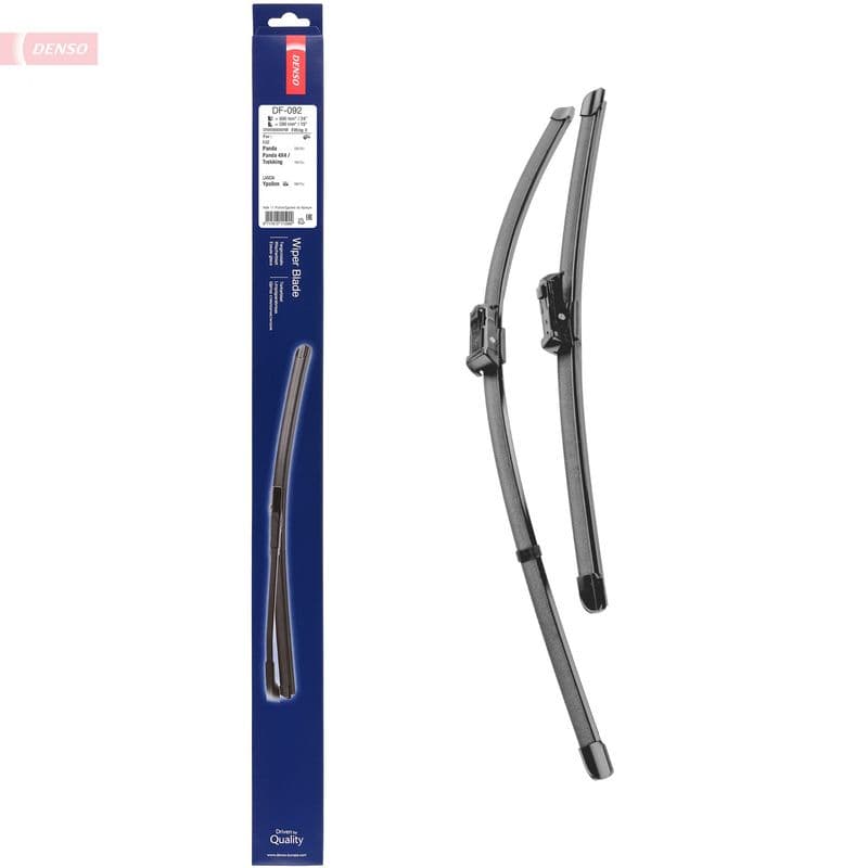 Wisserblad voegloos Voor met spoiler (2pcs) Flat Blades 600/380mm past: BYD DOLPHIN  FIAT PANDA  LANCIA YPSILON  NISSAN QASHQAI I 10.03-