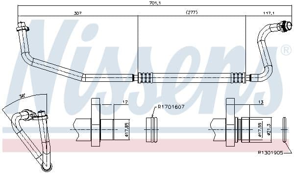 Airco slang/pijp (van de droger naar de airco compressor) past: MERCEDES CITAN MIXTO (DOUBLE CABIN), CITAN/MINIVAN (W415)  RENAULT KANGOO BE BOP, KANGOO EXPRESS, KANGOO II 1.2/1.5D 02.08-
