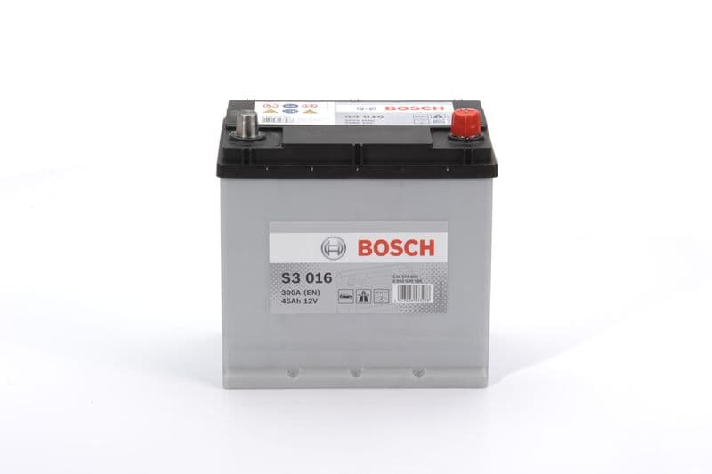Batterij BOSCH 12V 45Ah/300A S3 (R+ standaard terminal) 219x135x222 B03 - montageflens 10,5 mm (beginnen)