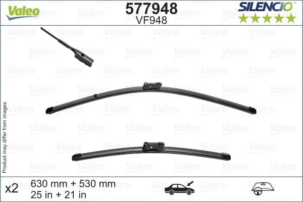 Wisserblad voegloos Voor met spoiler (2pcs) Silencio 630/530mm past: SKODA KODIAQ I 09.16-