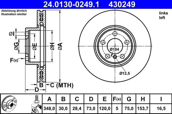 Brake disc Voor Links past: BMW X4 (F26) 3.0 12.15-03.18