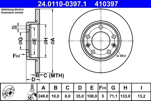 Brake disc Achter Links/Rechts past: PEUGEOT 308, 308 II 1.2-2.0D 09.13-06.21
