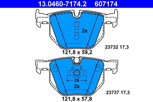Remblokken set Achter , past: BMW 3 (E90), 3 (E92), 3 (E93), 5 (E60), 5 (E61), 6 (E63), 6 (E64) 2.0-3.0D 12.01-12.13