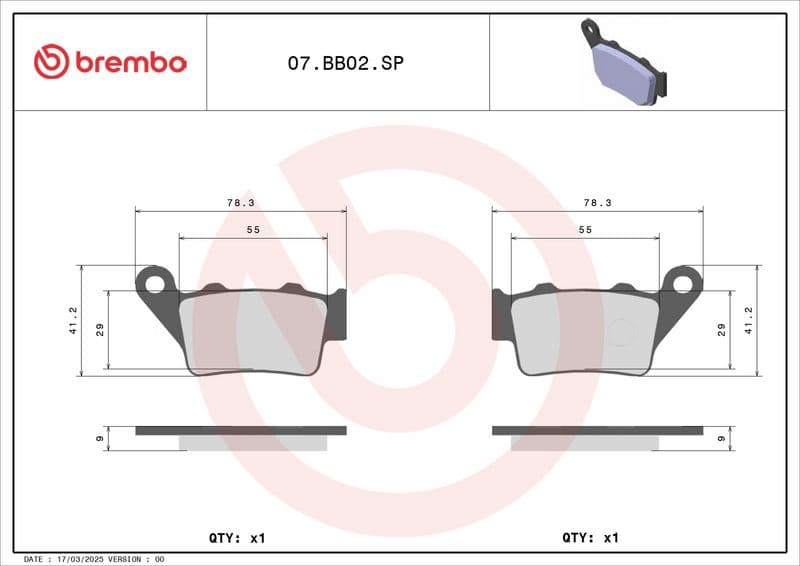 Brake pads Achter, beoogd gebruik: route, materiaal: sinter-SP, 41,2x77,9x9,2mm past: BMW S  KTM DUKE 890/1000 2016-2022