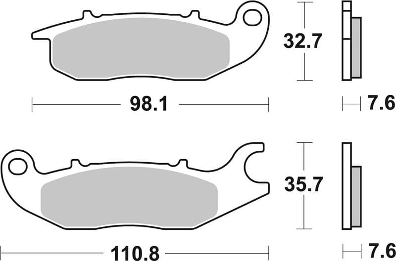Brake pads Voor, beoogd gebruik: route, materiaal: keramisch / koolstof-6, 32,7/35,7x110,8x7,6mm past: HONDA ANF, CBR 125 2004-2012
