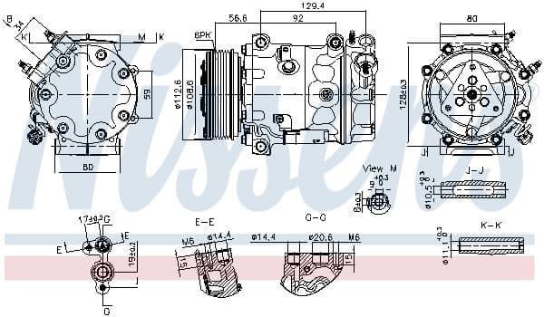 Airconditioning compressor past: CITROEN JUMPER III  OPEL MOVANO C  PEUGEOT BOXER 2.0D/2.2D 07.15-