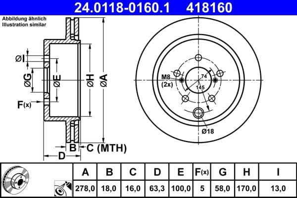 Brake disc Achter Links/Rechts past: SUBARU FORESTER 2.0/2.0D/2.0H 03.13-