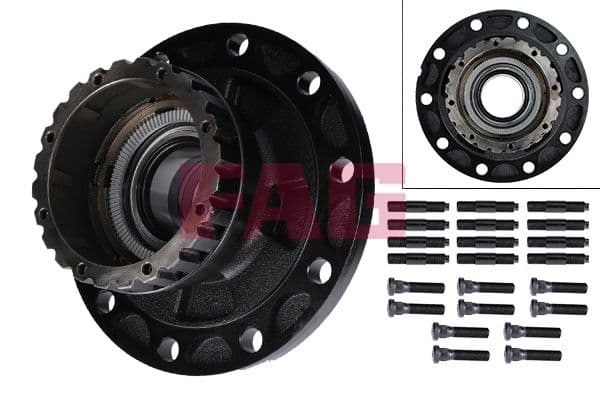 Wheel hub Achter (met een lager) past: RVI C, D, MAGNUM, PREMIUM 2, T  VOLVO 8300, 8900, 9300, 9400, 9500, 9700, 9900, B11, B12, FE, FE II, FH, FH II, FH12, FH16, FH16 II, FM, FM II 08.93-