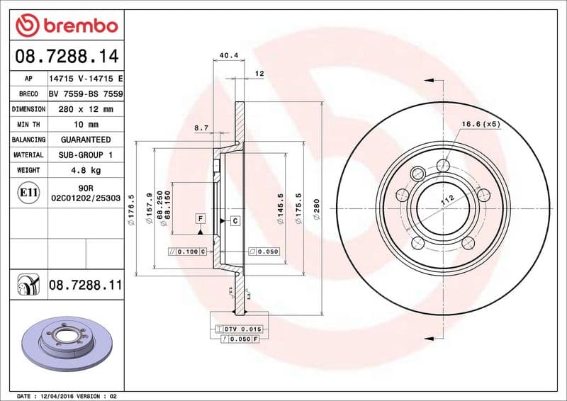Brake disc Achter Links/Rechts past: SEAT ALHAMBRA  VW CALIFORNIA T4 CAMPER, SHARAN, TRANSPORTER T4 1.8-2.8 07.90-03.10
