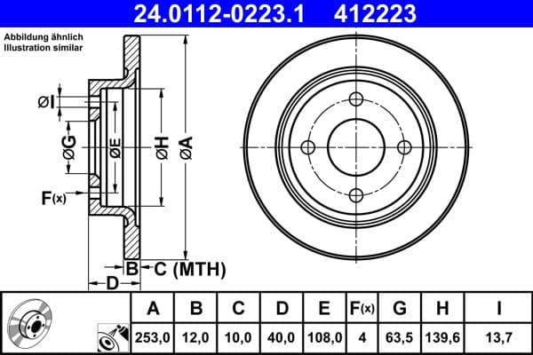 Brake disc Achter Links/Rechts past: FORD FIESTA VII 1.0-1.5D 05.17-