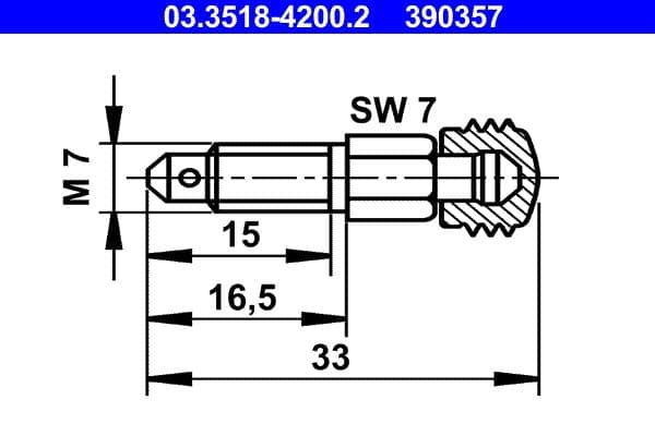 Brake vent (M7x1mm) past: FORD ECONOVAN, GALAXY I, MAVERICK, MONDEO III  MAZDA 323 F VI, 323 III, 323 S VI, 6, 626 II, 626 III, 626 IV, 626 V, 929 II, B-SERIE, DEMIO, E, MX-5 II 1.0-3.5 07.75-