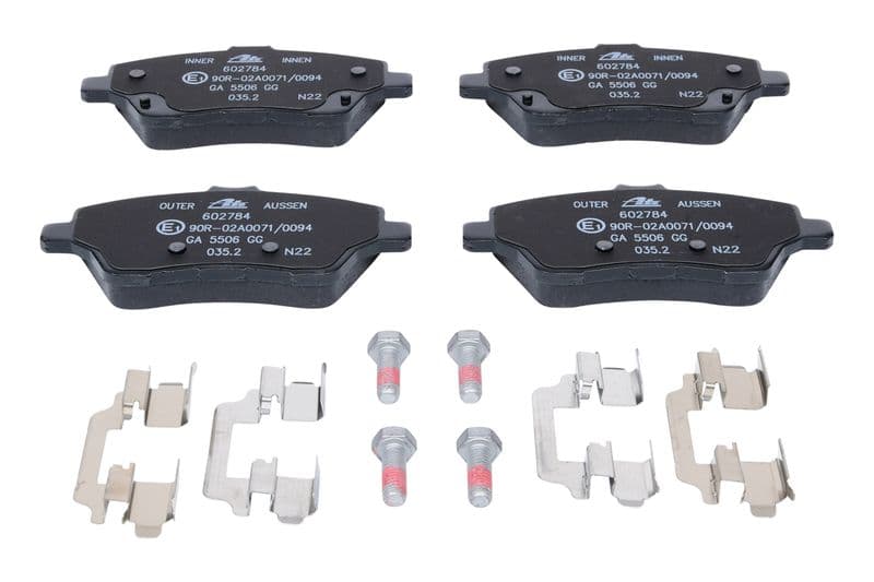 Remblokken set Voor (met extra's  met remklauw geleidingsbouten), past: FORD B-MAX, FIESTA, FIESTA VI, TOURNEO COURIER B460, TRANSIT COURIER B460 1.0-1.6D 06.08-