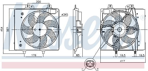 Radiatorventilator (met huisvesting) past: DS DS 3  CITROEN C-ELYSEE, C2, C2 ENTERPRISE, C3 AIRCROSS I, C3 AIRCROSS II, C3 I, C3 II, C3 III, C3 PLURIEL, C4 CACTUS, DS3  PEUGEOT 1007 1.0-1.6LPG 02.02-