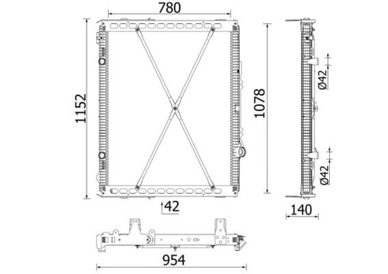 Motorradiator ((en) with frame) EURO 6 past: DAF CF, XF II MX-11270-MX-13390 05.13-